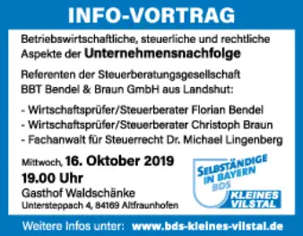 BDS Kleines Vilstal - Info Vortrag - Unternehmensnachfolge © Foto: peppUP.de