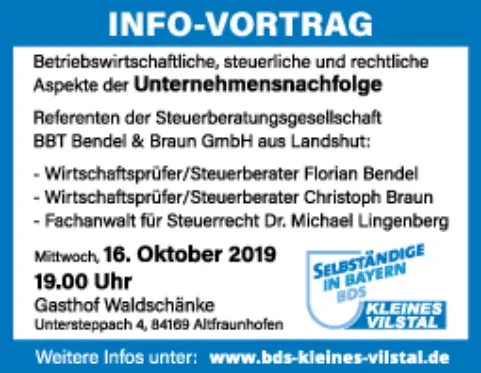 BDS Kleines Vilstal - Info Vortrag - Unternehmensnachfolge © Foto: peppUP.de