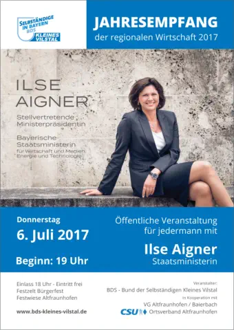 Jahresempfang mit Ilse Aigner - Altfraunhofen © Plakatdesign: www.peppUP.de